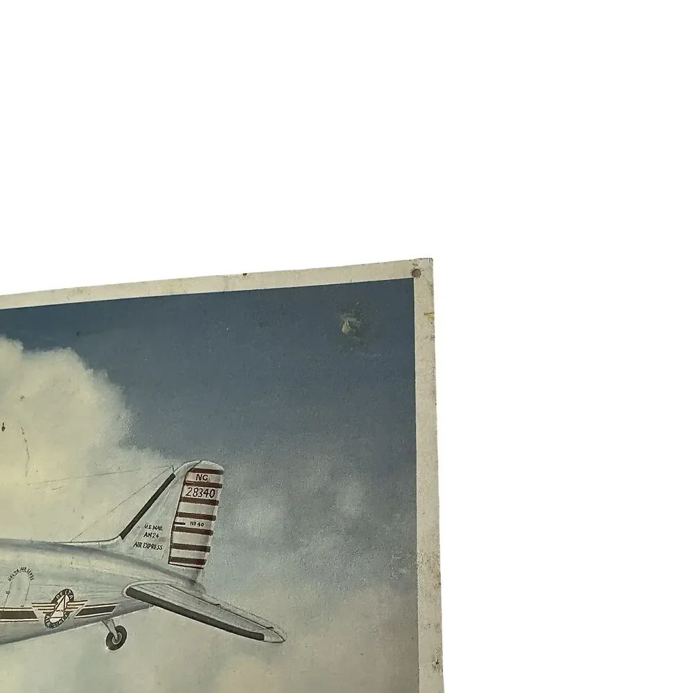 2 Vintage Douglas DC-3 Delta Eastern Airlines Metal Sign Set John Ficklen 1990